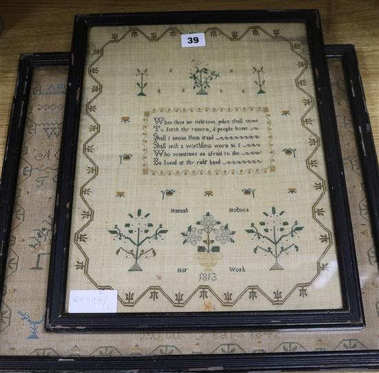 A Georgian sampler dated 1813 and another sampler dated 1842